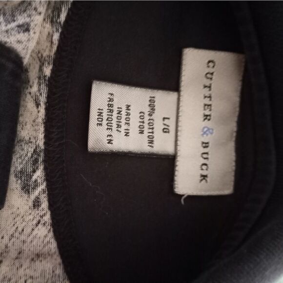 Cuter& Buck L 100% Cotton Twelve BridgeGolf Club Shortsleeves Leaves Print Men's - Picture 2 of 8